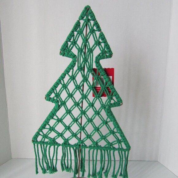 Ashland Macrame Green Christmas Tree With 20 Mini Glitter Glass Ornaments NWT - Picture 3 of 14
